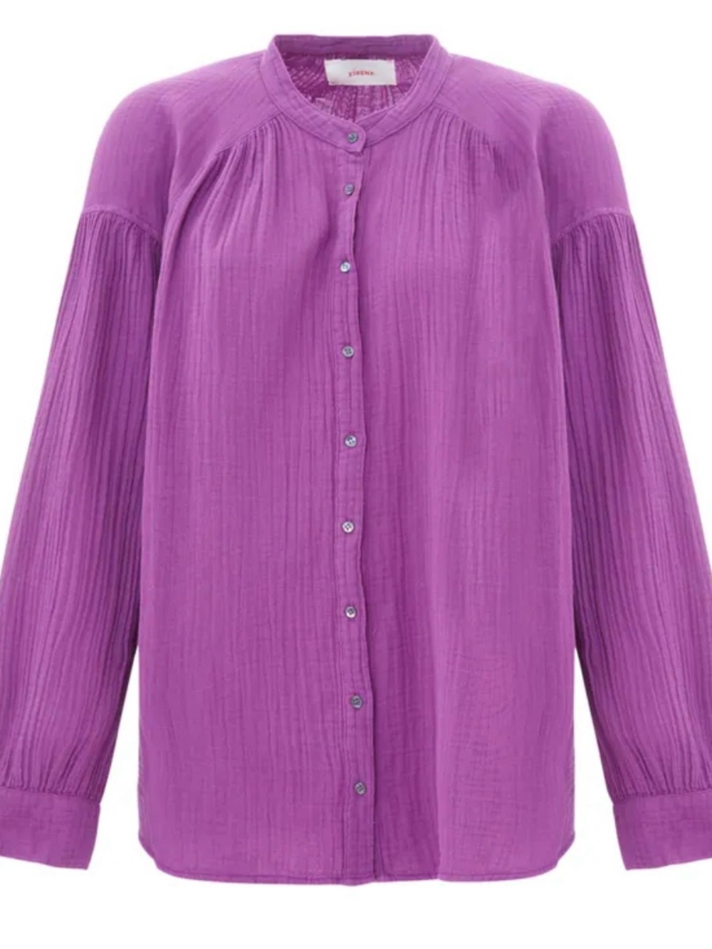 XiRENA Large Atlee cotton Muslim  Lilac Button-Front Long-Sleeve Blouse